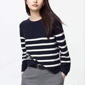 Uniqlo 3D Knit 100% Cotton Black Stripe Sweater | Size S | Excellent Condition